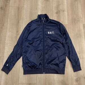 BAIT Nylon Track Jacket Zip Up Navy Blue Streetwear Size Large L B11